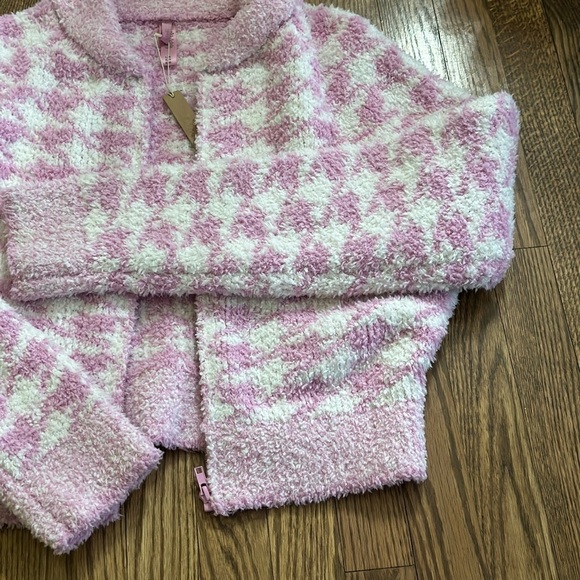 Skims Cozy Knit Zip Up in petal houndstooth - Picture 10 of 11